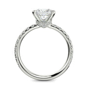 Sylvie Princess Cut Pave Hidden Halo 4 Prong Claw Set Engagement Ring Setting - Nivetta